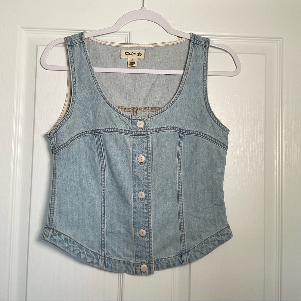 Madewell Light Blue Denim Button-Front Tank